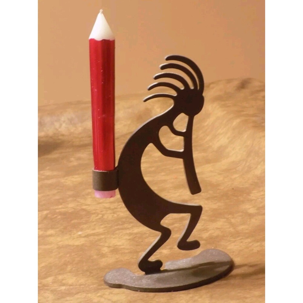 Native American Metal Kokopelli Candle Holder W Candle Included
